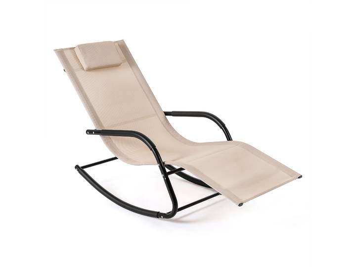Schommelstoel Outdoor Schommelbed met Afneembare Hoofdsteun Ademend Stof Beige