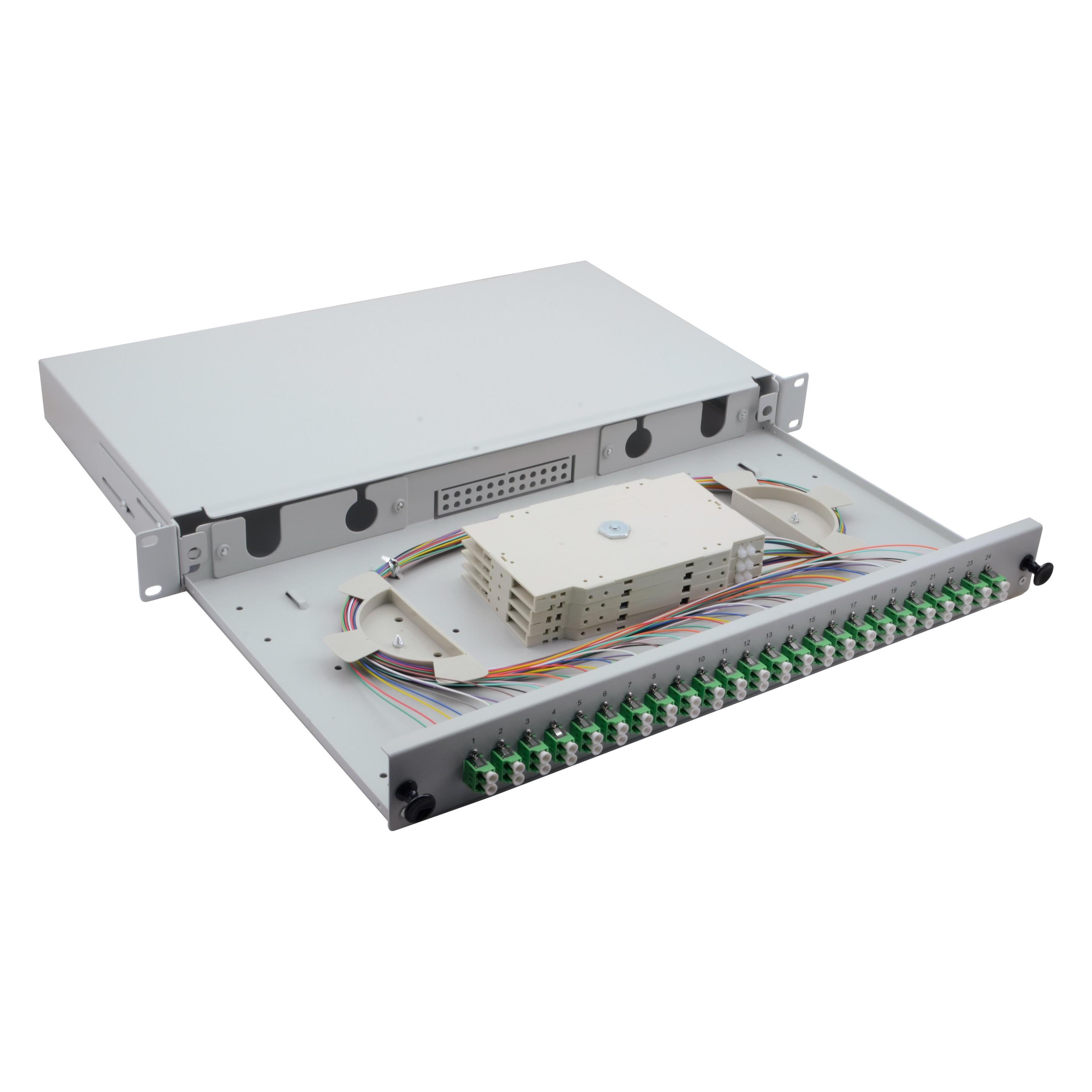 Helos LWL 19" Spleissbox 24 x LC/APC Duplex OS2, spleissfertig, grau (375554)