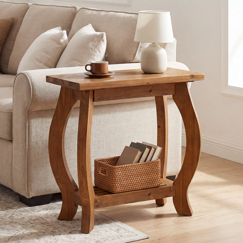 Blue Elephant Solid Wood End Table Brown 60cm H X 60cm W X 30cm D