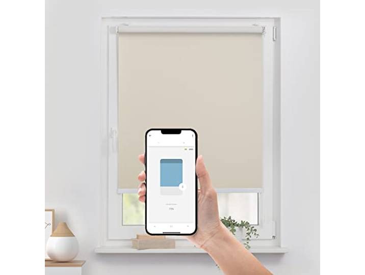 Lichtblick Bluetooth Rollo Tageslicht ohne Bohren Beige 110 cm x 190 cm (B x L)