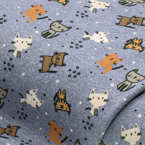 Alpenfleece "Katzen", blau-color