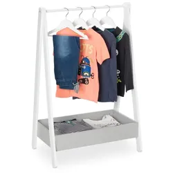 Relaxdays Kleiderständer für Kinder Weiß,Grau