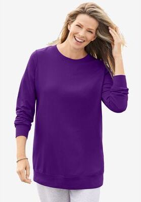 Plus Size Women's Crewneck Fleece Sweatshirt by Woman Within in Radiant Purple (Size 4X)