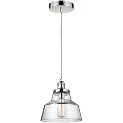 Pendellampe Deckenleuchte Hängeleuchte Glas Nickel D 25,4 cm Esszimmerlampe