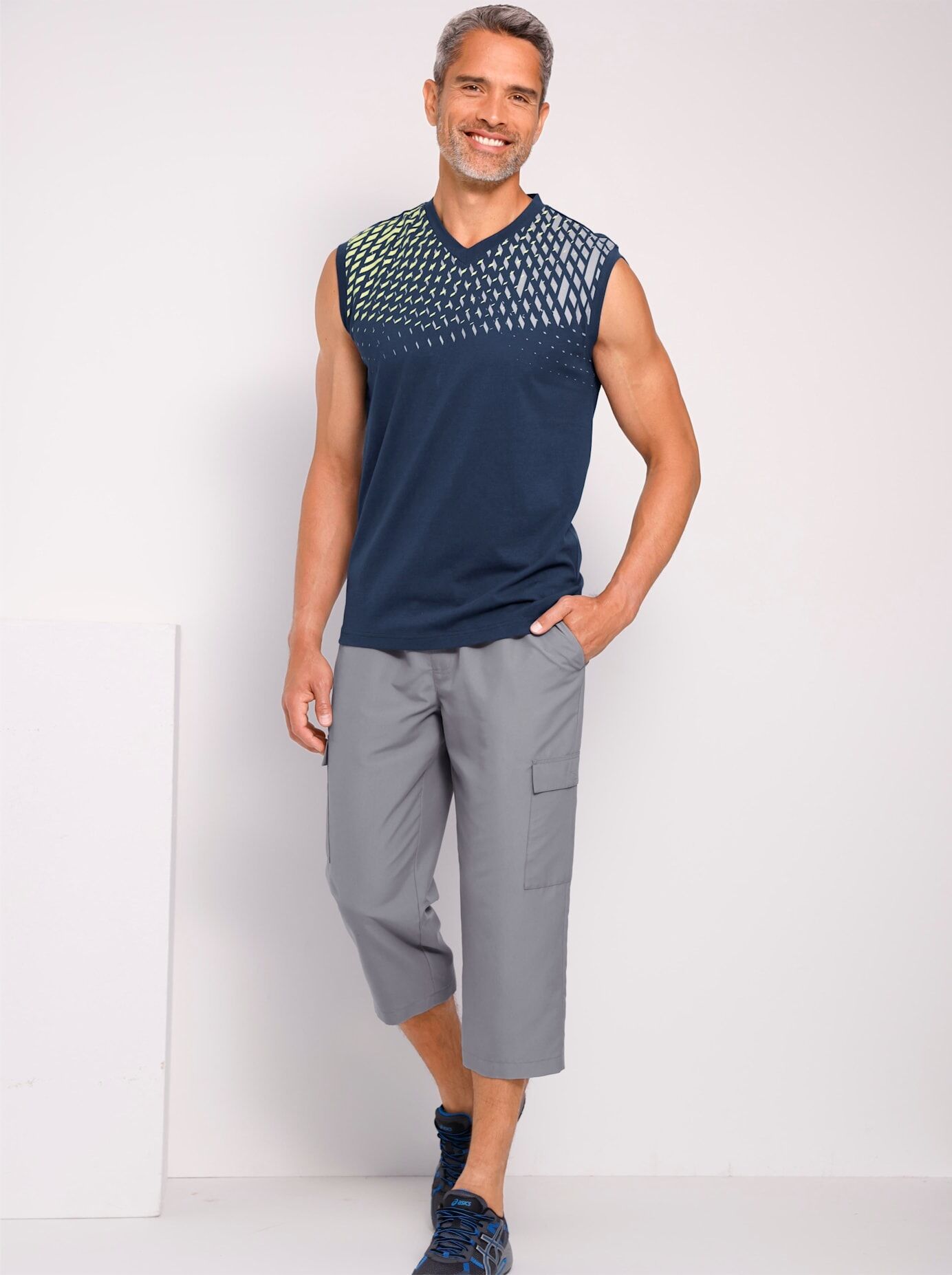 7/8-Hose CLASSIC, Herren, Gr. 46, Normalgrössen, grau, 100% Polyester, unifarben, Hosen 7/8-Hose grau 46, Normalgrössen