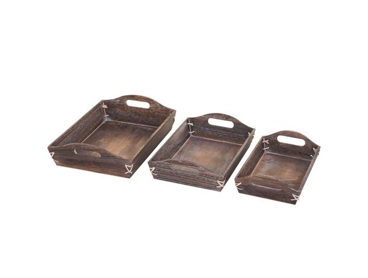 TABLETT SHABBY-LOOK 3ER SET Braun 3x Tablett-Set