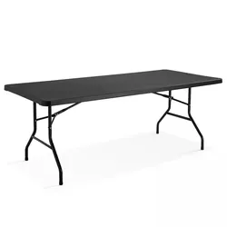 Oviala Business Rekkem HDPE-Empfangstisch mit Klappbeinen 183 x 76 x 74cm Schwarz