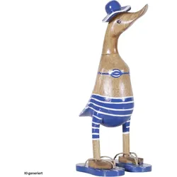 HTI-Living, Deko Figuren + Skulpturen, Dekoente Hilde Schwimmschlappe aus Holz 25 cm Maritime Dekoration Blau