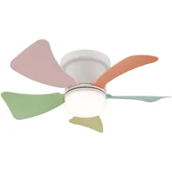 LED Ventilator Deckenventilator bunt Fernbedienung Tageslichtlampe Lüfter Timer CCT, 10W 750lm warmweiß-kaltweiß, D 40,6 cm