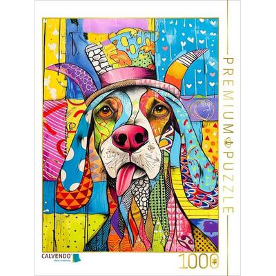 CALVENDO Puzzle Buntes Pop-Art Hundegesicht | 1000 Teile Lege-Größe 64x48cm Foto-Puzzle für glückliche Stunden