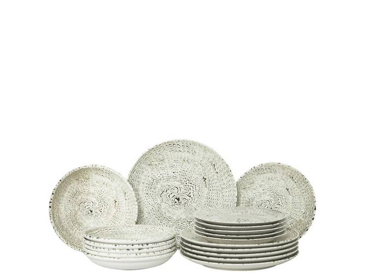 Thomas Tellerset Sandora - Lightbeige, Beige, Keramik, 18-teilig, 33.8x32.3x34 cm, Essen & Trinken, Geschirr, Geschirr-Sets, Teller-Sets