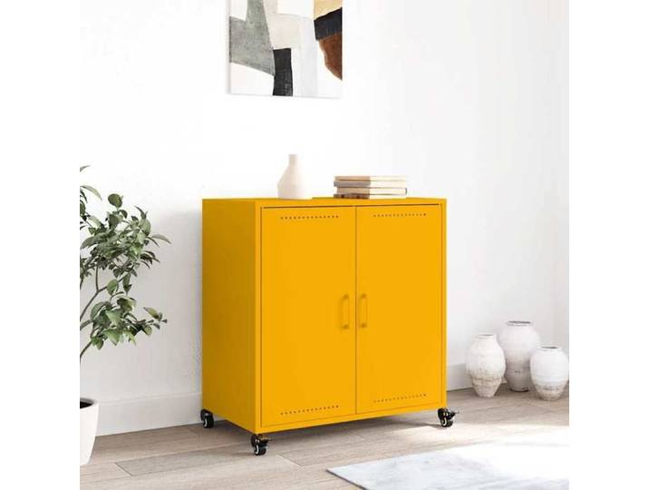VIDAXL(1133)Buffet de rangement jaune moutarde 68x39x72 cm acier Meuble Intérieur