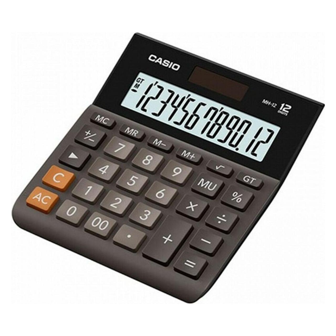 Casio Desktop calculator MH-12, 127 x 136.5 x 28.8 mm, black (Batteriebetrieb, Solarenergie) (4971850091301)