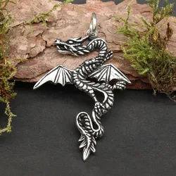 Drachensilber Feuer Drache Schmuck 925 Sterlingsilber Schmuck Anhänger - Silber