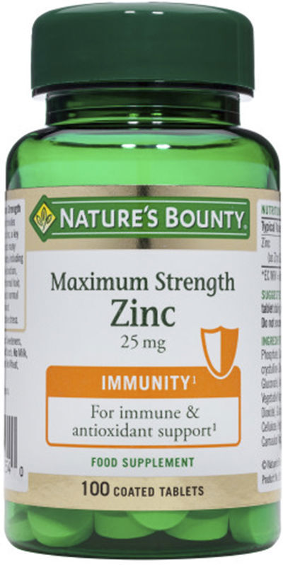 Nature's Bounty Comprimés enrobés de Zinc 25 mg 100 unités