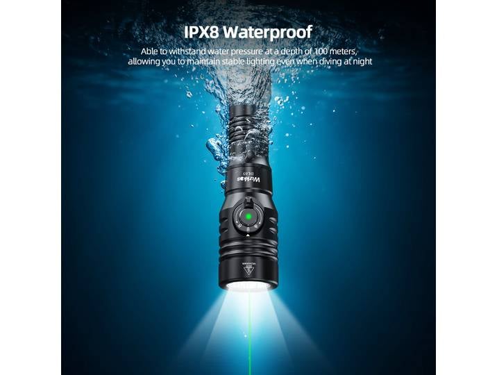 Wurkkos DL03 lampe de poche de plongée professionnelle 2800LM lumière de plongée Rechargeable IP68 lanterne sous-marine avec faisceau vert 21700 batterie