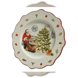 Christmas Decorations Weihnachtsteller 26cm Keramik Speiseteller Weihnachten Weihnachtsmann weiß rot