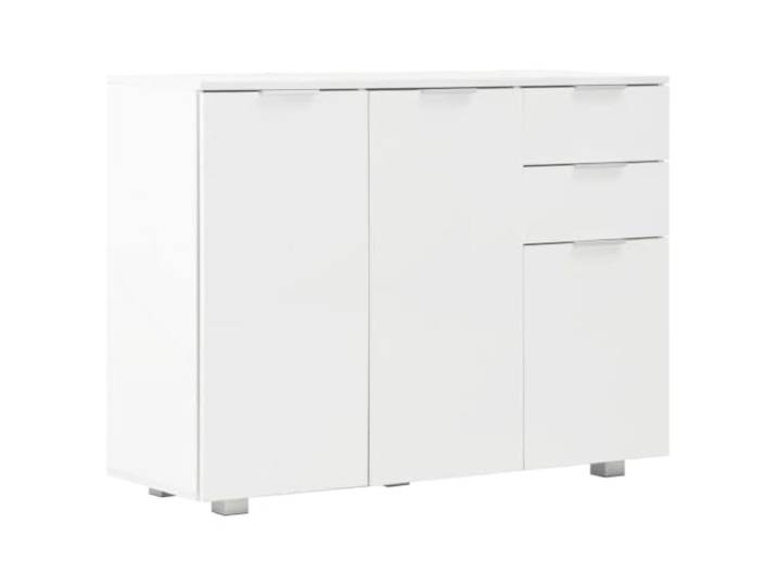 Fisinber Sideboard Hochglanz-Weiß 107x35x80,5 cm Kommode mit 2 Schubladen Vielseitiges Sideboard aus Holzwerkstoff für Wohnzimmer und Flur mit reichlich Stauraum sowie stabiler Konstruktion.