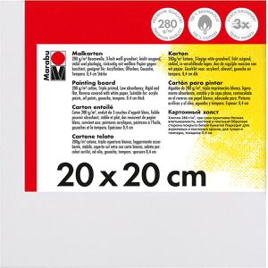 Marabu Malkarton 20 x 20 cm, weiß, 3-fach grundiert, 100% Baumwolle 280 g/m²