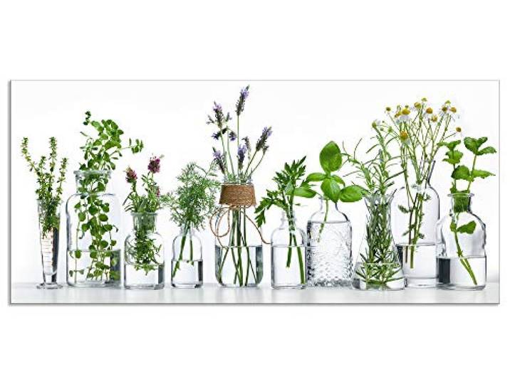 ARTland Spritzschutz Küchenrückwand aus Alu für Küche Herd Spüle 120x55 cm (BxH) mit Motiv Pflanzen Kräuter Gewürze Lavendel Basilikum Blumen H9KE