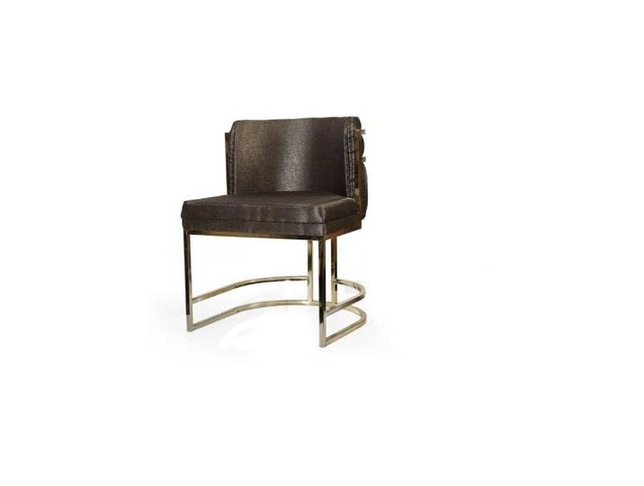 JVmoebel Esszimmerstuhl Eleganter Braunfarbener Stuhl mit Metallrahmen für modernes Wohnen (1 St), Made in Europa