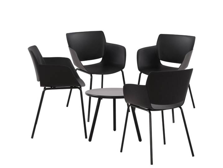CLP Gartensitzgruppe Kunststoff schwarz, Schwarz, Gartenmöbel, Gartengarnituren, Gartenmöbel-Sets