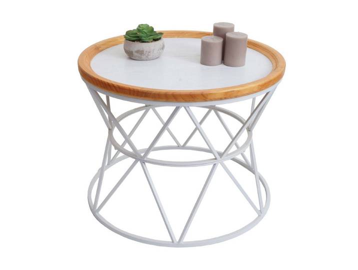 MCW Couchtisch MCW-N32-C, Runder Holzrahmen mit 4 cm breiten Rand