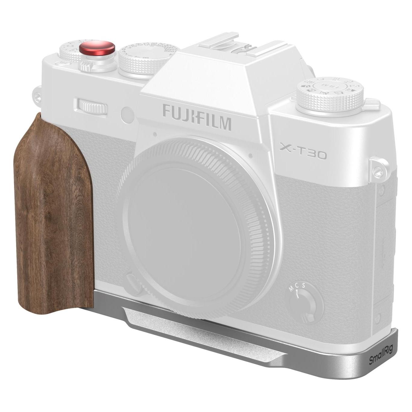 SmallRig 5667 L-Shaped Mount Plate with Wooden Handle for FUJIFILM X-T30 / X-T30 II / X-T30 III (Silver) (Cage, Griff) (5667)