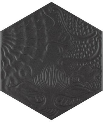 "Merola Tile Gaudi Hex Black 8-1/2"" x 9-3/4"" Porcelain Floor and Wall Tile"