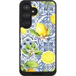 Nivocase Handyhülle für Samsung Galaxy S25 Hülle NIVOpure Case Schwarz Griechenland Muster Zitrone (Samsung Galaxy S25), Smartphone Hülle, Schwarz