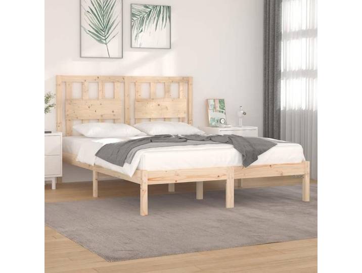 CHIC Lit adulte 2 places - 135x190 cm Structure/Cadre de lit Bois massif #Sara96931