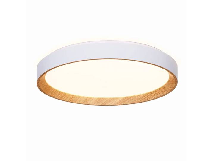 Plafonnier LED 40W effet bois métal blanc Ø48 cm