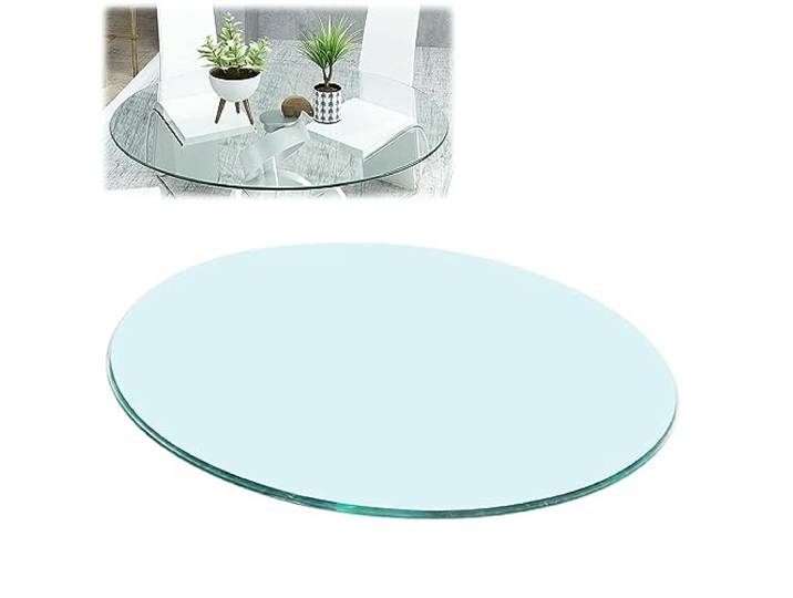 SAGIDAR Runde Tischplatte Aus Gehärtetem Transparent Glass, Glasscheibe Tischplatte, Rund Tischplatte Glasplatte, Tischplatte Gehärtetes Glass, Klare Runde Glasplatte, 50CM 60CM 70CM 80CM 100CM