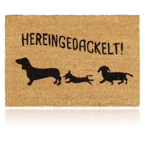 Relaxdays Deurmat Kokos met Dierenprint, Bruin/Zwart, 40 x 60 cm