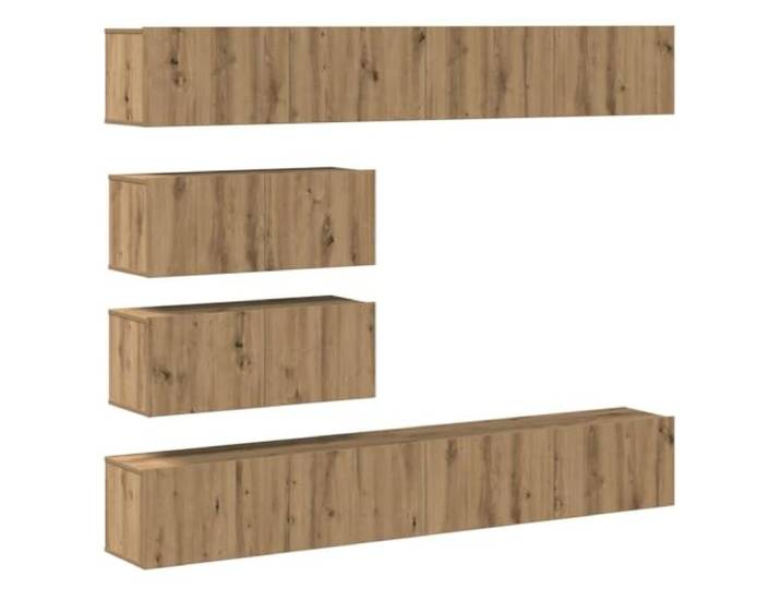LMTYOENFG 6-tlg. TV-Schrank Set Wandmontage Artisan-Eiche Holzwerkstoff Flexibles Lowboard Hängeboard Set für Wohnzimmer und Schlafzimmer mit viel Stauraum für Multimedia-Geräte.