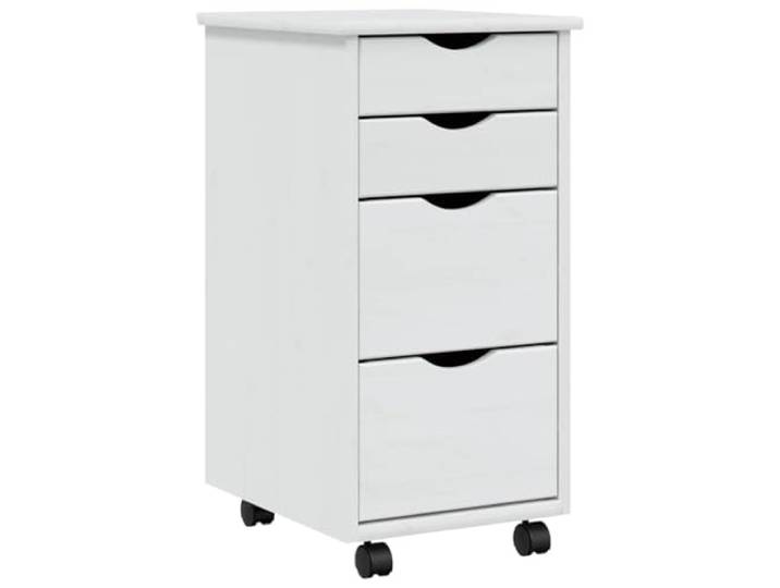 KLGBNCVE Rollschrank mit Schubladen Moss Weiß Massivholz Kiefer Rollen für flexibles Verschieben, Griffmulden, glatte Oberfläche, leicht zu reinigen, vielseitig einsetzbar