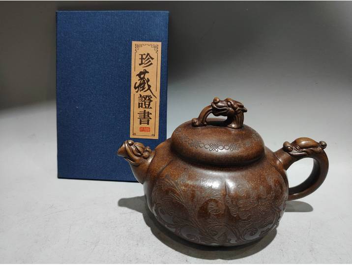 7 chinois Yixing violet argile théière tête de Dragon Dragon bouche Pot Phoenix motif bouilloire théière Flagon Amass richesse maison de ville