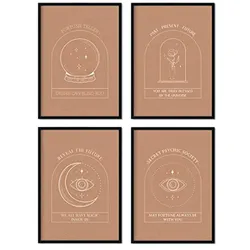POSTER Set mit 4 Blatt exotisch Kollektion floralen abstrakten warmen Erdtönen A3 Rahmenlos