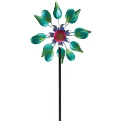 GIARDESSA Doppel-Metall-Windrad Blume mehfarbig