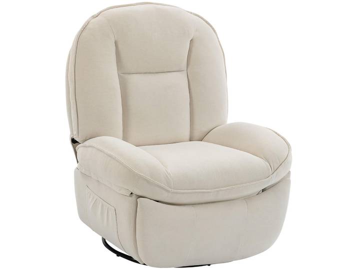 Homcom Relaxsessel Polyester Schaumstoff Cremeweiß, Füllung: Schaumstoff,Federn, 91x104x93 cm, Wohnzimmer, Sessel, Relaxsessel
