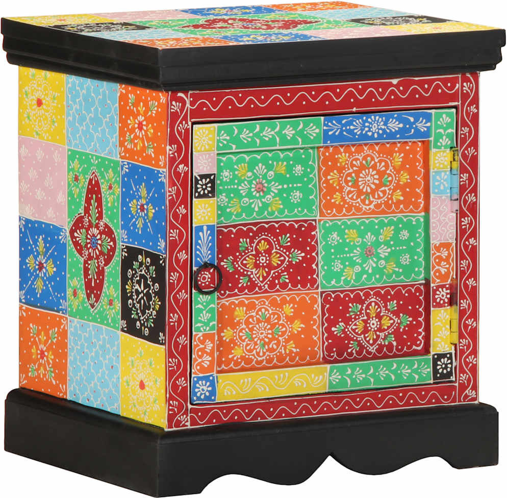 vidaXL Mesilla de noche multicolor 40x35x45 cm madera maciza mango Multicolor