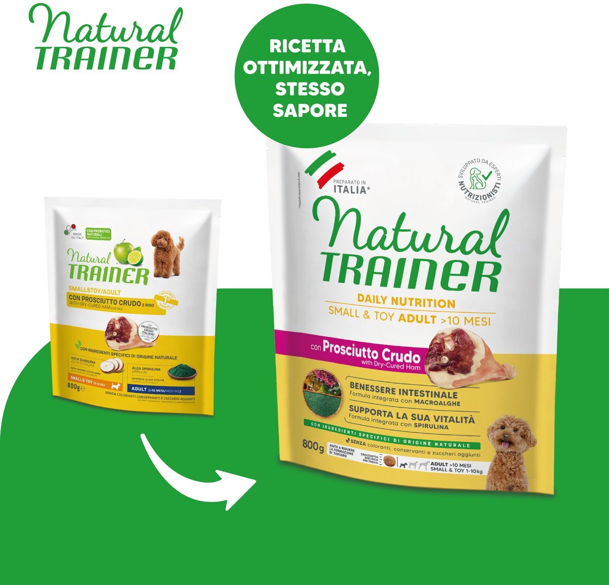 Natural Trainer Adult Small & Toy con Prosciutto Crudo 800G