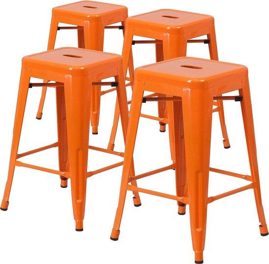 Hochstuhl Stapelbar Orange Metall Innen-Außen - Quadratischer Sitz - Moderne Stil Barkriege