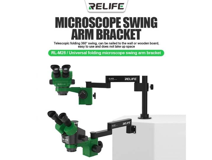 RELIFE RL-M28 Microscope Pliant Universel Bras Pivotant, Pliage Télescopique, Pliage à 360 °, Recommande d'Ajustement du Support de Microscope