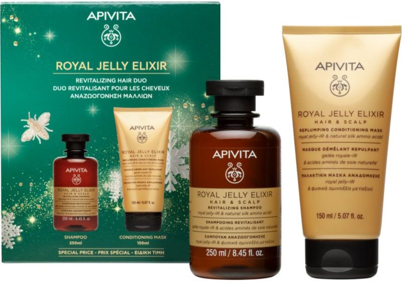 Apivita Royal Jelly Elixir Revitalizing Hair Duo coffret cadeau de Noël avec effet revitalisant