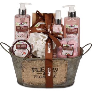 BRUBAKER Geschenkset Coconut Milk & Strawberry, Bade- und Dusch-Set Kokosnuss & Erdbeer, 10-teilig
