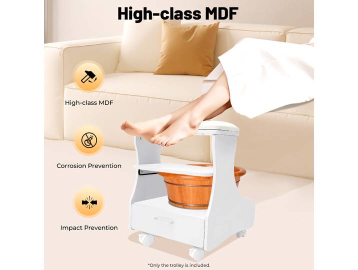  Chariot pour bain de pieds, tabouret pour bain de pieds avec roulettes, repose-pieds pour pédicure et manucure, mobilier de salon de beauté, chariot pour bain de pieds