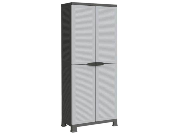 Heofavd Kunststoffschrank 2 Türen 6 Böden Grau 68x39x171,5 cm