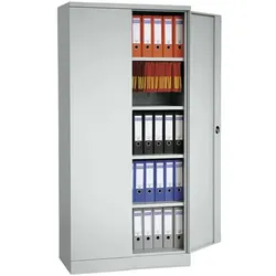 Gürkan Stahlschrank mit Flügeltüren 92 x 195 cm grau, 92x195x42 cm