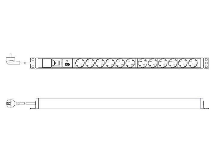 DIGITUS DN-95435 DIGITUS Bâti de prises 19\ \, 12x\, avec interrupteur